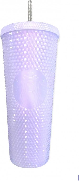 Starbucks 2021 Holiday Icy Lilac Bling Studded Plastic Cold Cup Tumbler 24oz Cups Lila | LAP379106