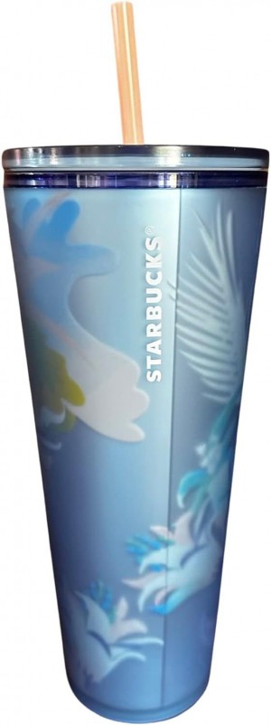 Starbucks 2023 Blue Floral Soft Touch Venti 24 Oz Tumbler With Straw Tumbler Blå | ERC463289