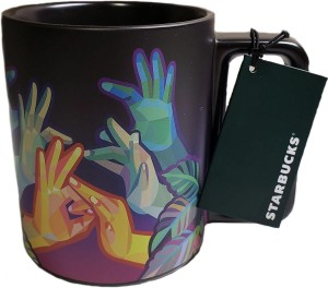 Starbucks American Sign Language Asl Hand Movements Coffee Mug, 12 Oz Cups Svarta | HFI073189
