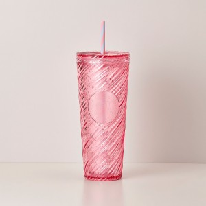 Starbucks Candy Pink Wavy 24oz Cold Cup Cups Rosa | OYG019254
