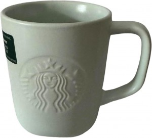 Starbucks Embossed Mermaid Logo Recycled Ceramic Mug, White 16oz Mug Vita | OWE534960
