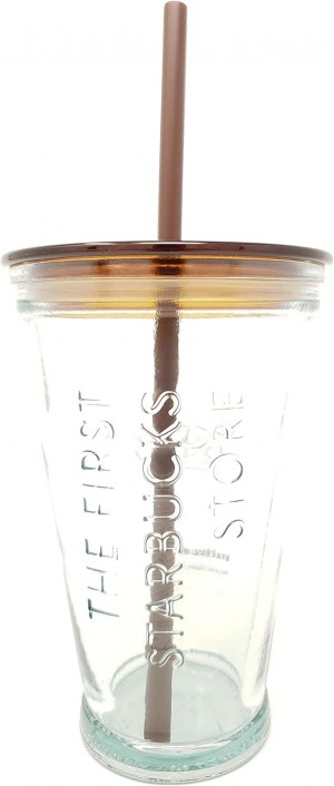 Starbucks Exclusive Seattle 1912 Pike Place First Store Brown Recycled Glass Cold Cup, 16 Fl Oz Tumbler Bruna | PST502917