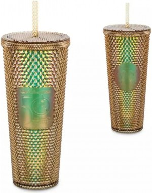 Starbucks Magic Kingdom 50th Anniversary Gold 24oz Studded Cold Cup Tumbler With Straw, 400950668991 Tumbler Guld | PWQ738920