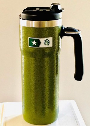 Starbucks Stanley Military Commitment Double Walled Hammered Stainless Steel Tumbler With Handle Cups Gröna | AWH389602