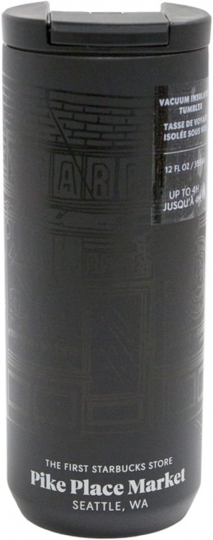 Starbucks The First Store Pike Place Stainless-steel Tumbler (12 Oz, Black) Tumbler Svarta | IAO970265